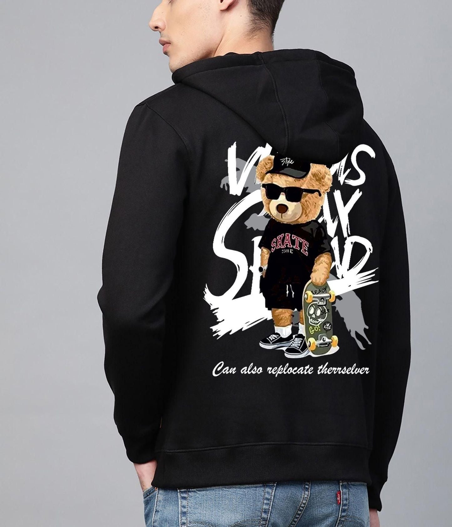 Men's Cotton Blend (Fleece) Oversized Graphic Print Hoodie